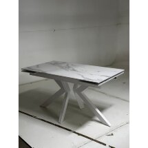 Стол Кентукки 3 140 БЕЛЫЙ МРАМОР, стекло / БЕЛЫЙ, М-City
